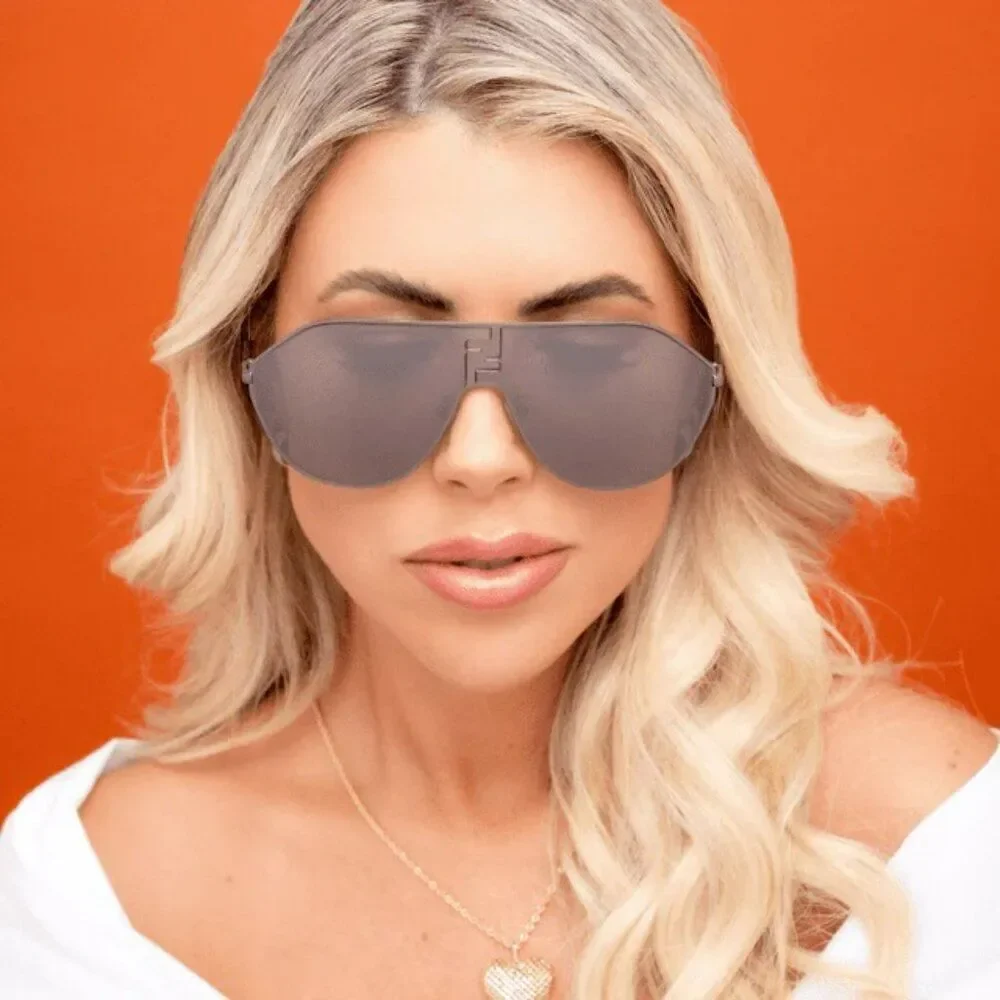 NEW Fendi FE40080U FF MATCH 12C Ruthenium Smoke Mirror Unisex Round Sunglasses